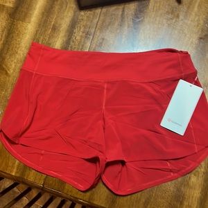 Lululemon Speed Up MR Short 4” lined Red shorts size 12 NEW